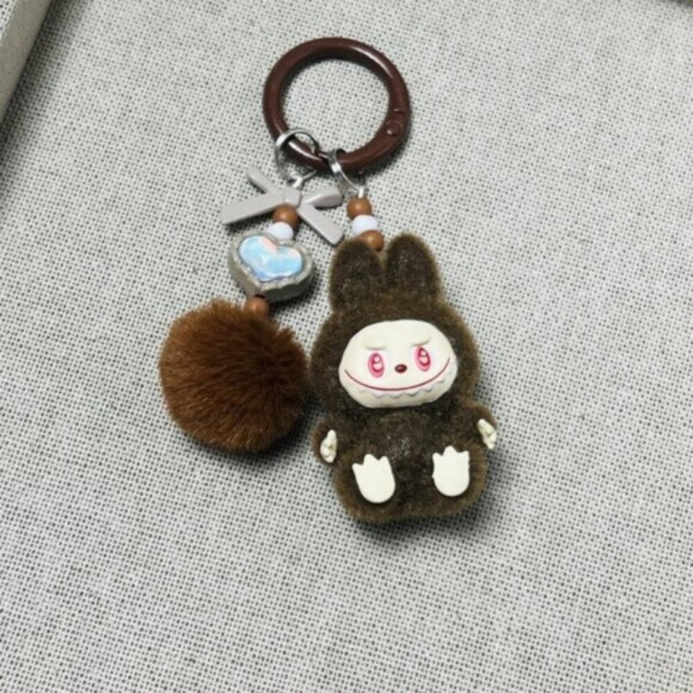 New Popular Hot! mini brown Mocha bunny Labubu Baby keychain dangeler figure